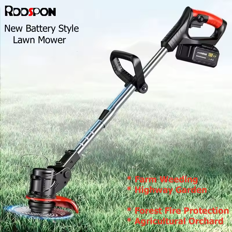 Electric Cordless Lawn Mower Handle Cut Width Battery Powered Grass Trimmer Yards Garden Farm Power Tools for 18V Makita Battery