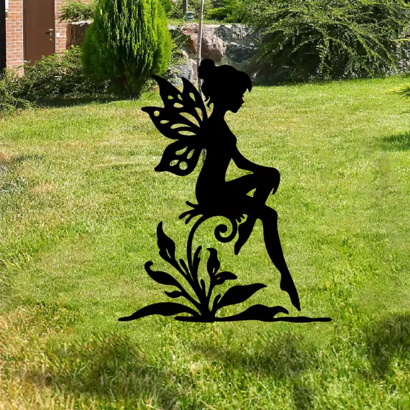 Art Deco Metal Fairies Door Frame Corner Iron Garden Theme Wall Sculpture Elves Home Decor Artwork Outdoor Decorative Gifts
