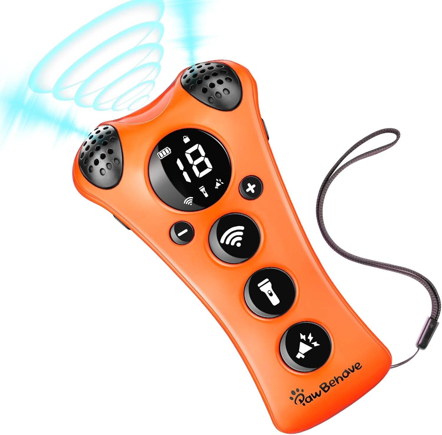 PawBehave Adjustable Ultrasonic Dog Trainer – World's First Variable Frequency Pet Behavior Corrector with 10 Level Ultra Sound, 18 Dog Whistles, Anti-Bark Flashlight, Humane Dog Deterrent