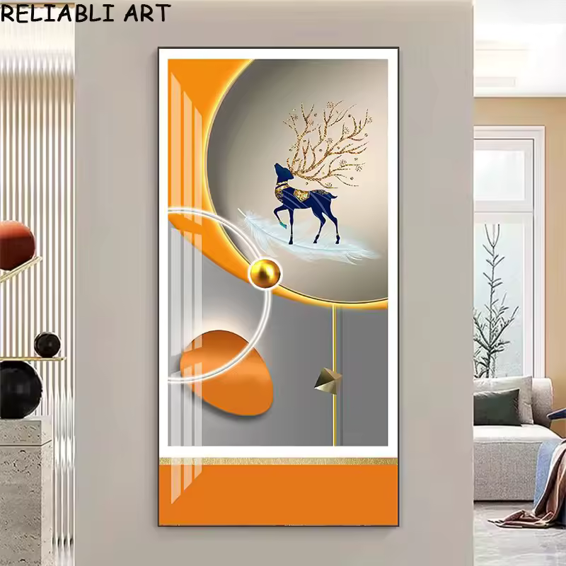 Light Luxury Elk Geometry Abstract Poster and Prints Canvas Painting Wall Art Pictures For Living Room Home Decor No Frame