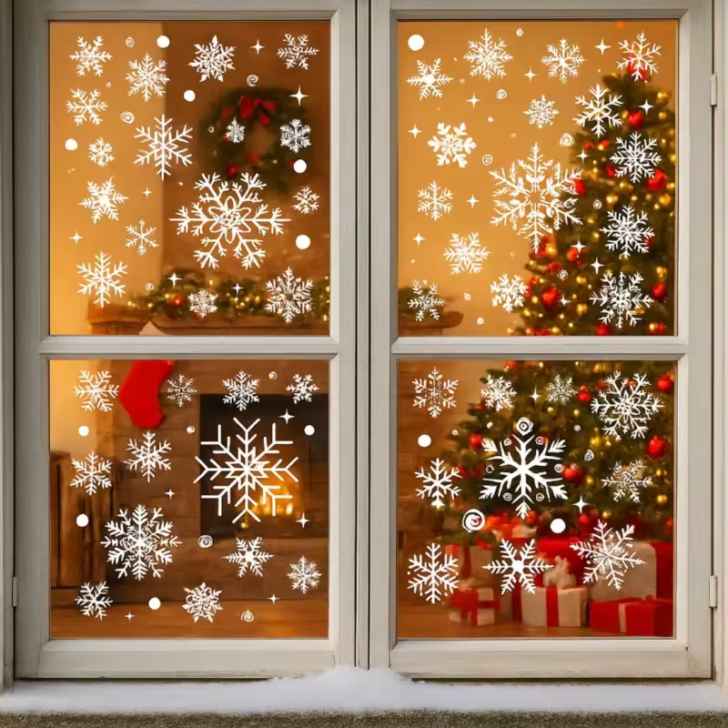 Christmas Decor Window Snowflake Stickers Wall Sticker Glass Window Stickers for Christmas Supplies Home Room New Year Gift