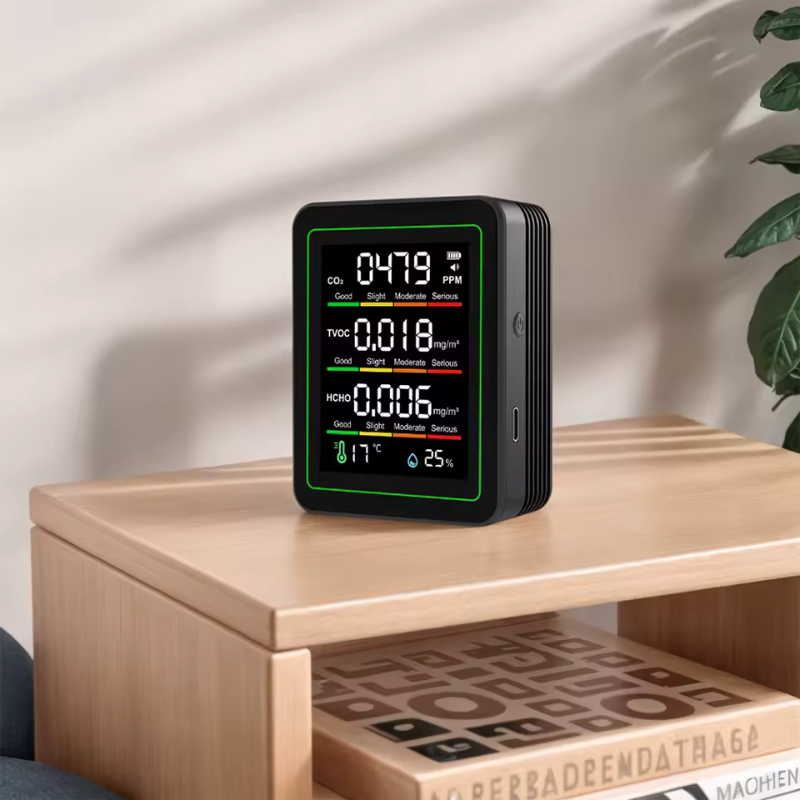 5 in 1 Indoor Air Quality Monitor CO2 TVOC HCHO Tester Temperature Humidity Detector Air Quality Tester for Home&Office
