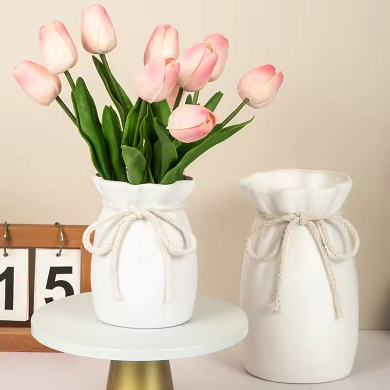 Bow Design Plastic Flower Vase Modern Art Nordic Decorative Vase Used for Wedding, Living Room, Office, Bedroom Decoration